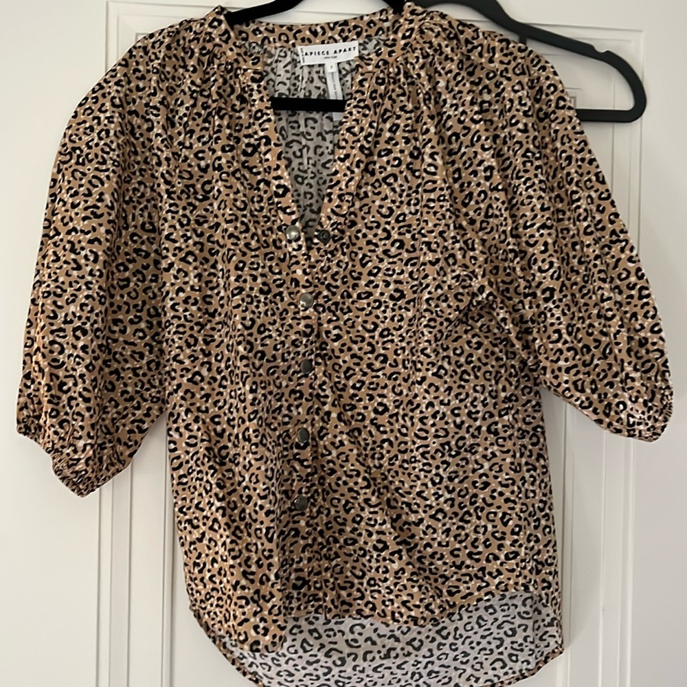 Leopard apiece apart button front shirt